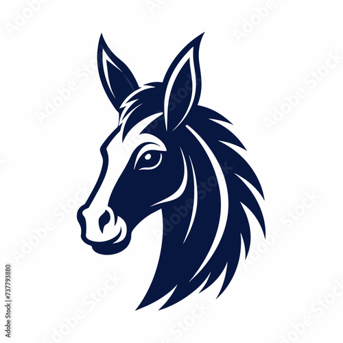 Fototapeta Naklejka Na Ścianę i Meble -  simple head donkey, horse side view icon, logo symbol design inspiration silhouette logo