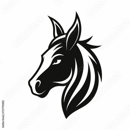 Fototapeta Naklejka Na Ścianę i Meble -  simple head donkey, horse side view icon, logo symbol design inspiration silhouette logo