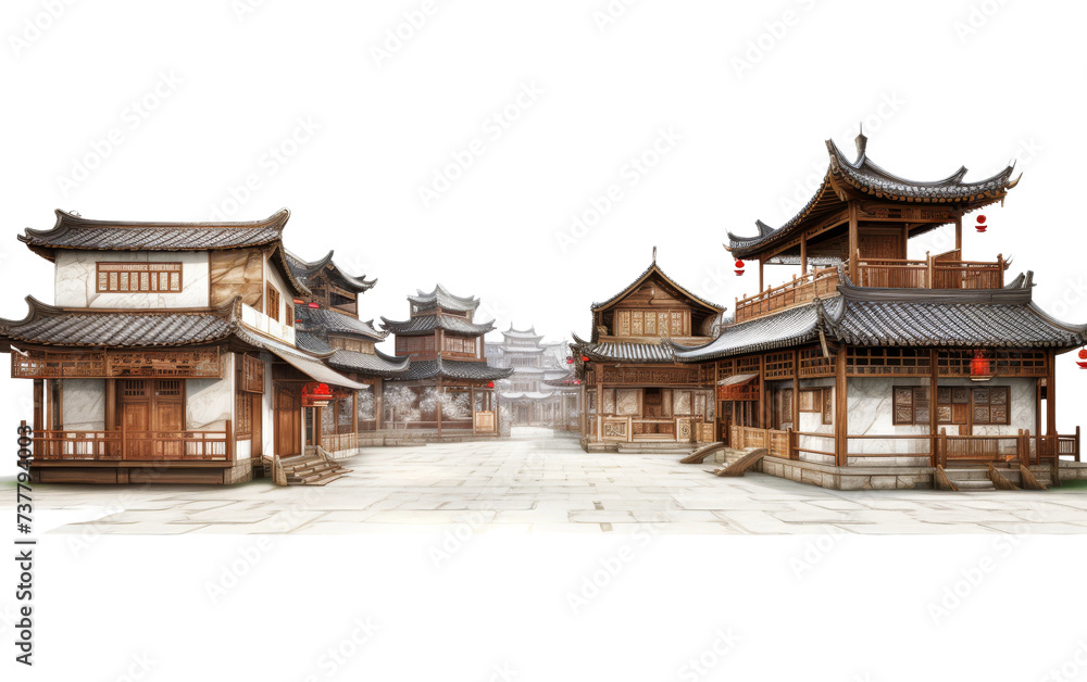 Oriental Courtyard Houses on transparent background Oriental Courtyard Houses on transparent background