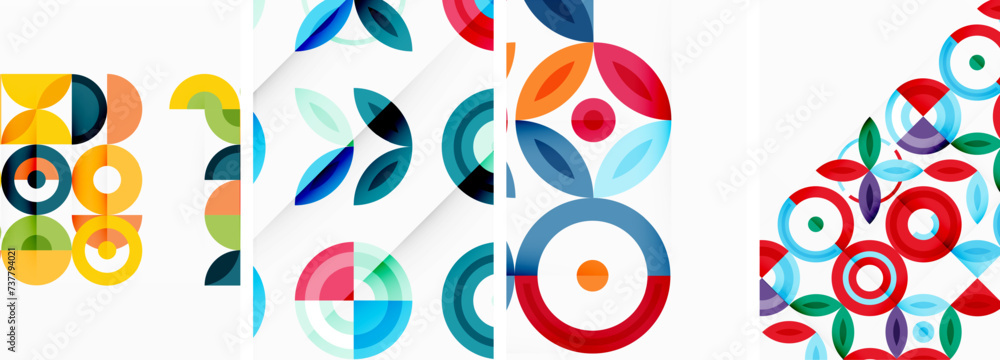 Circles and rings geometric backgrounds. Posters for wallpaper, business card, cover, poster, banner, brochure, header, website Circles and rings geometric backgrounds. Posters for wallpaper, business card, cover, poster, banner, brochure, header, website