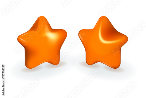 Two orange 3D star icons vector illustration design.