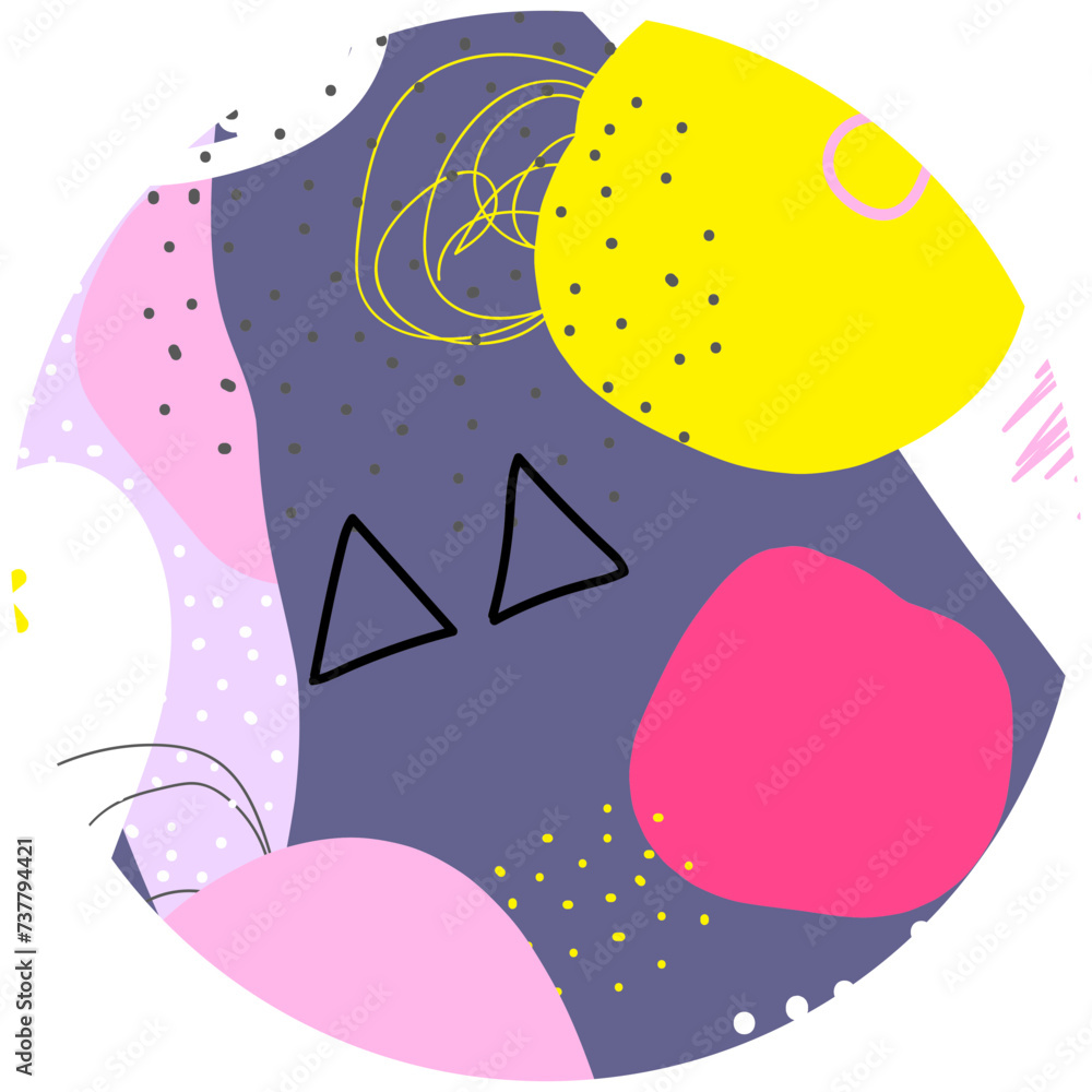 Pastel abstract circle irregular shape and doodle line background