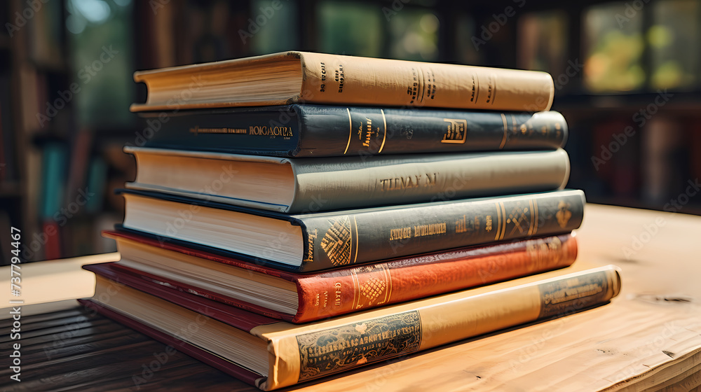 Stack of books on minimalist background, perfect for educational or literary themes Stack of books on minimalist background, perfect for educational or literary themes
