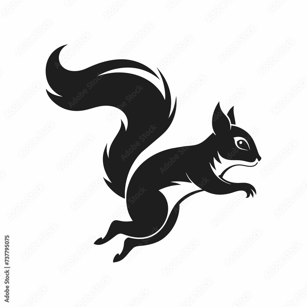 Jumping squirrel art logo design inspiration silhouette logo
