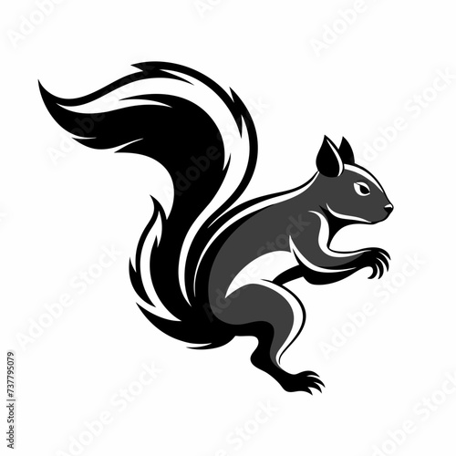 Jumping squirrel art logo design inspiration silhouette logo