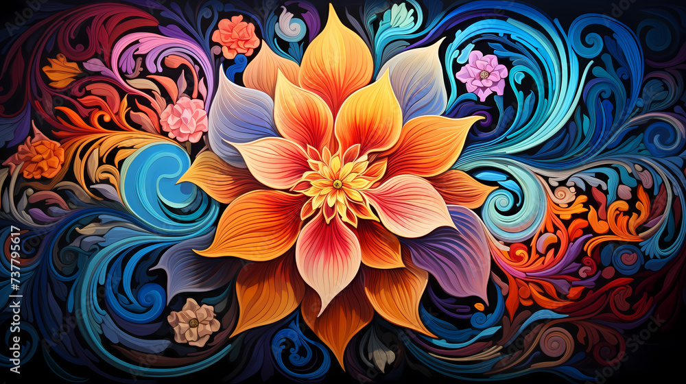 Delicate ornate mandala design symbolizing spirituality and artistic expression Delicate ornate mandala design symbolizing spirituality and artistic expression