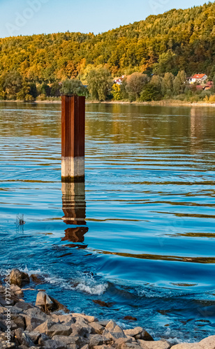 Summer view with reflections at Vilshofen, Danube, Bavaria, Germany photo