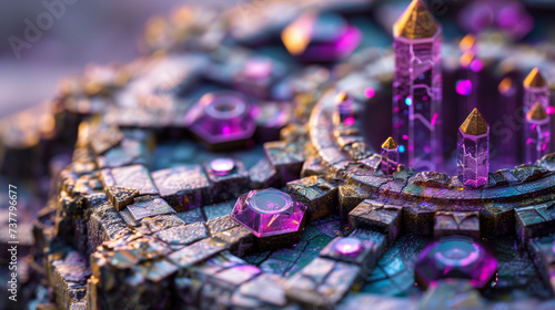 Explore the enchanting realm of fantasy miniatures where neural networks enhance macro photography guiding our journey through space exploration and the cosmic Kalachakra wheel photo