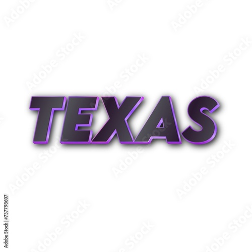 3D Texas text on white background