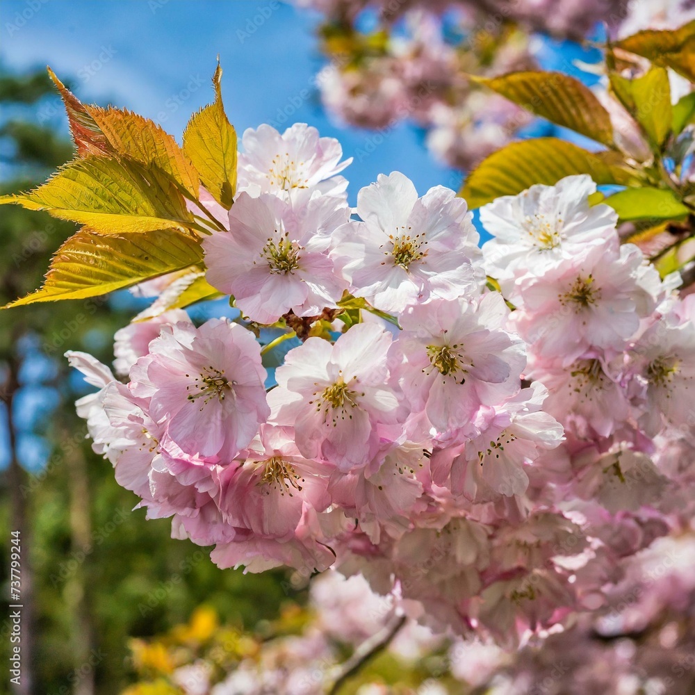 青空に咲き誇る美しい桜