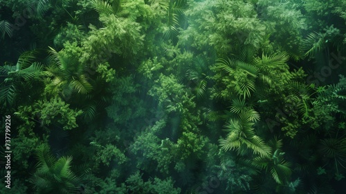 Lush Forest Canopy from Above - Topl view of a dense tropical forest, showcasing the vastness and intricacies of the natural world. © Mickey