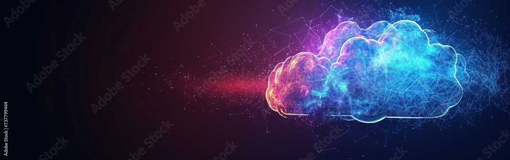 Cloud computing technology concept. Abstract cloud computing background. Banner.