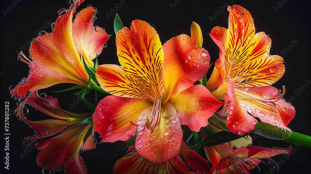 Vibrant Daylilies Blooming, A Colorful Symphony of Summer Beauty, Floral Elegance in Close-Up