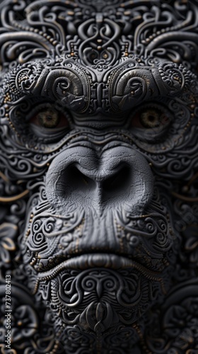 Design an intricately gorilla detailed artwork capturing the essence of a genetically engineered animal with an extraordinarily long lifespan or enhanced intelligence