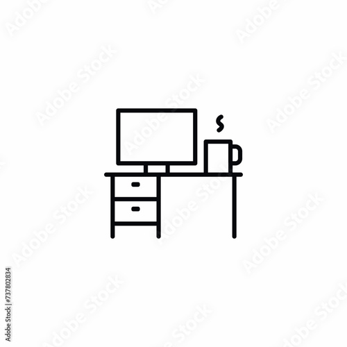 WFH Work Home Coffee PC Vector Icon Sign Symbol
