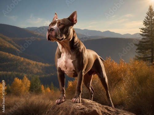 American pit bull terrier. Pit bull dog breed. Ai Generative photo