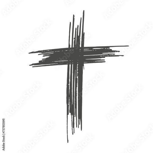 Grunge style Christian cross for Ash Wednesday web banner or social graphic. The first day of Lent is a holy day of prayer and fasting.