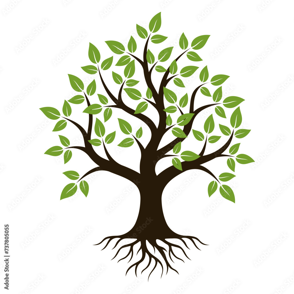 Tree silhouette with root vector decoration Tree silhouette with root vector decoration