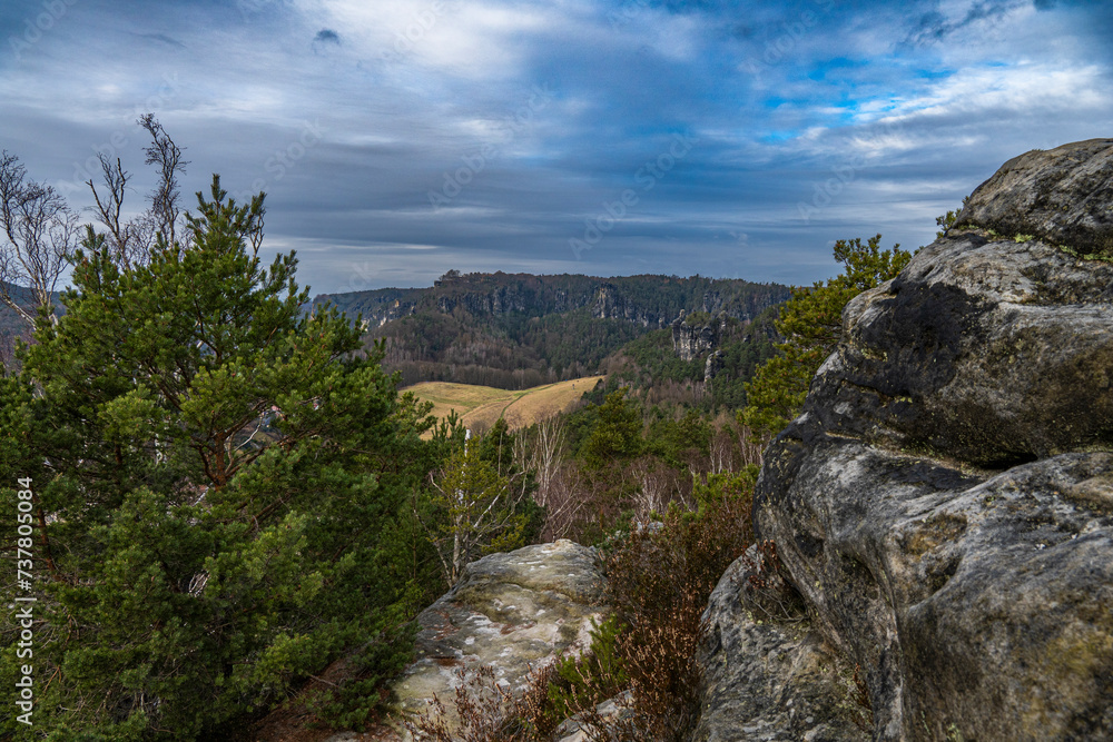Blick vom Gamrig Felsen zur Bastei