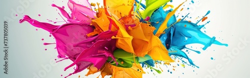 Colored splashes of paint. Banner.