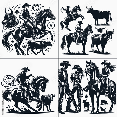 cowboy and cowgirl vector vector bundle File