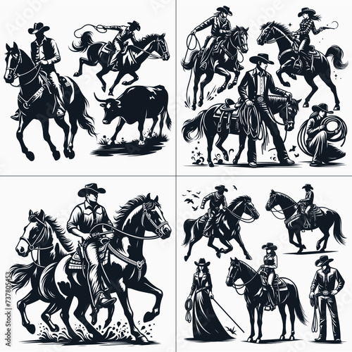 cowboy and cowgirl vector vector bundle File