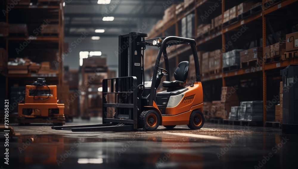 Forklift operator at warehouse