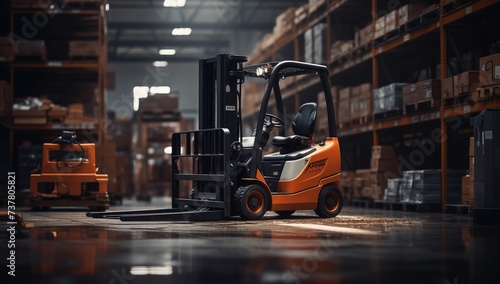 Forklift operator at warehouse