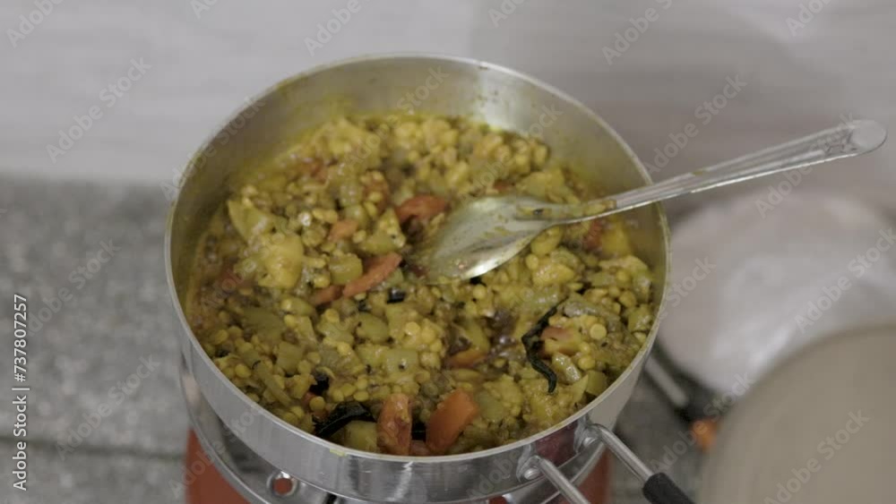 vegetable cooking at copper Single Burner Gas Stove at home at day close view vegetable cooking at copper Single Burner Gas Stove at home at day close view