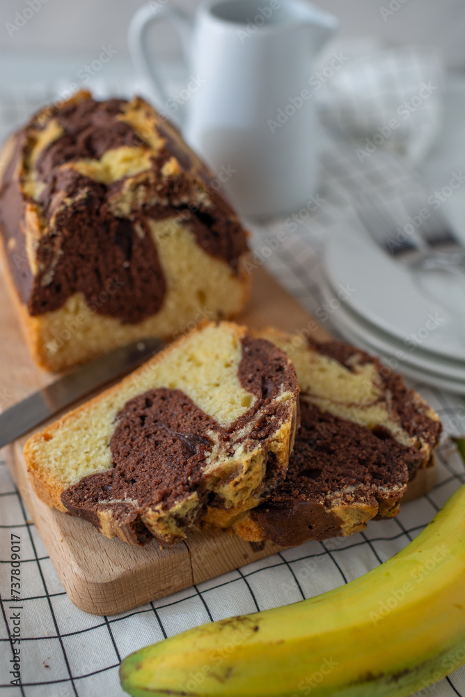 Traditional homemade marble cake