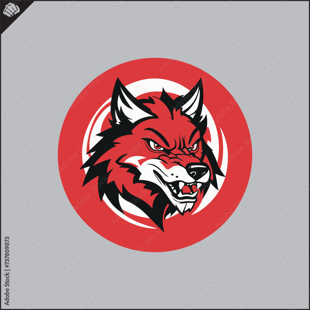 Head red fox. Game sport logo. Vector. EPS illustration.
