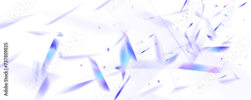 Overlay rainbow effect, prism crystal light refraction. Cool abstract blue holographic background of diagonal stripes in places with blur. PNG
