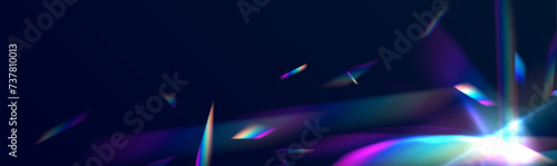 Transparent light refraction pattern for adding effects to backgrounds and objects. Abstract refraction glow effect on black background.	 photo