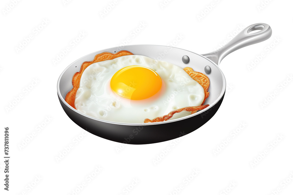 Fried egg in a pan 3d cartoon vector icon transparent background Fried egg in a pan 3d cartoon vector icon transparent background