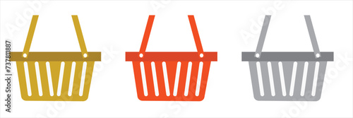 Shopping basket icon - vector illustration.3 colour shopping basket solid and flat color design. Illustrated vector.