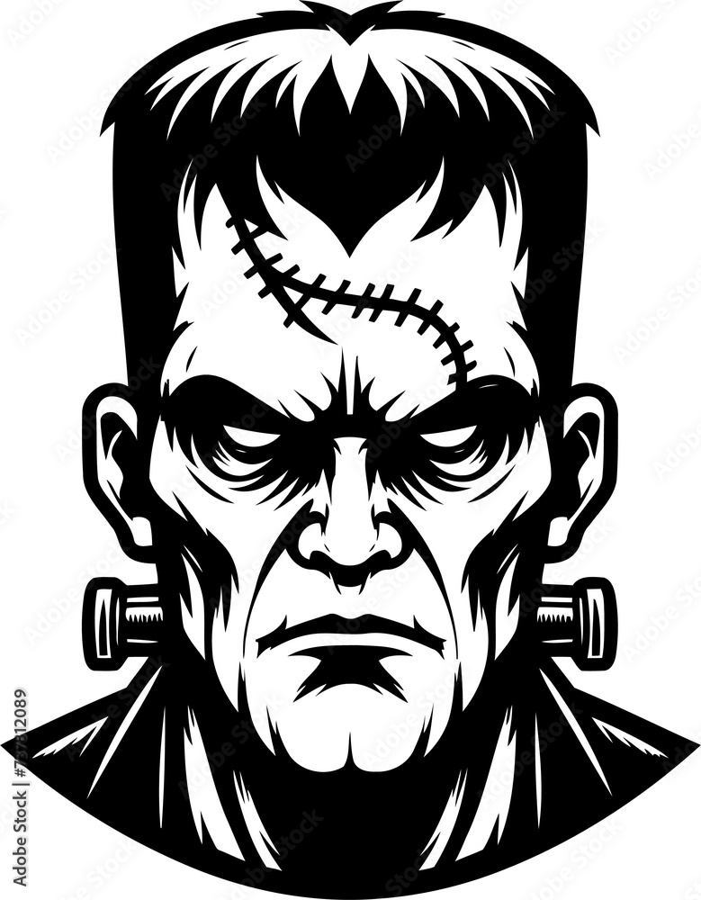 Frankenstein head mascot, cartoon illustration Frankenstein head mascot, cartoon illustration