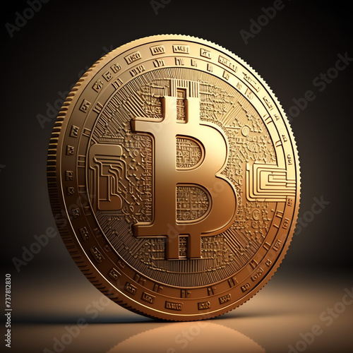 Bitcoin BTC Symbol, Münze Gold photo