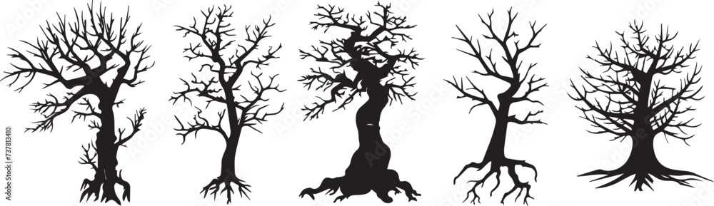 Set Trees. Hand drawn vector illustration Set Trees. Hand drawn vector illustration