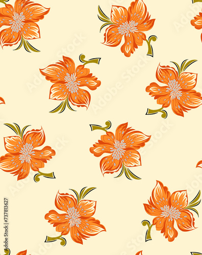 Seamless pattern with flowers roses, floral illustration in vintage style, damask pattern seamless.