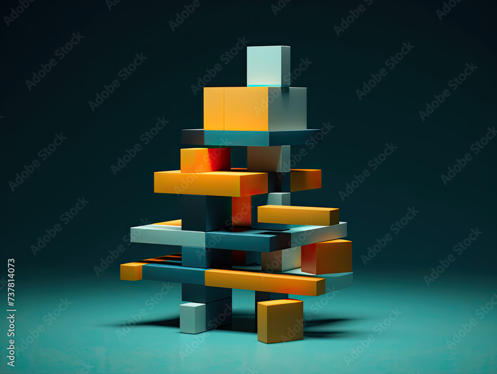 Stylized Image of a Man Made Out of Blocks Stylized Image of a Man Made Out of Blocks