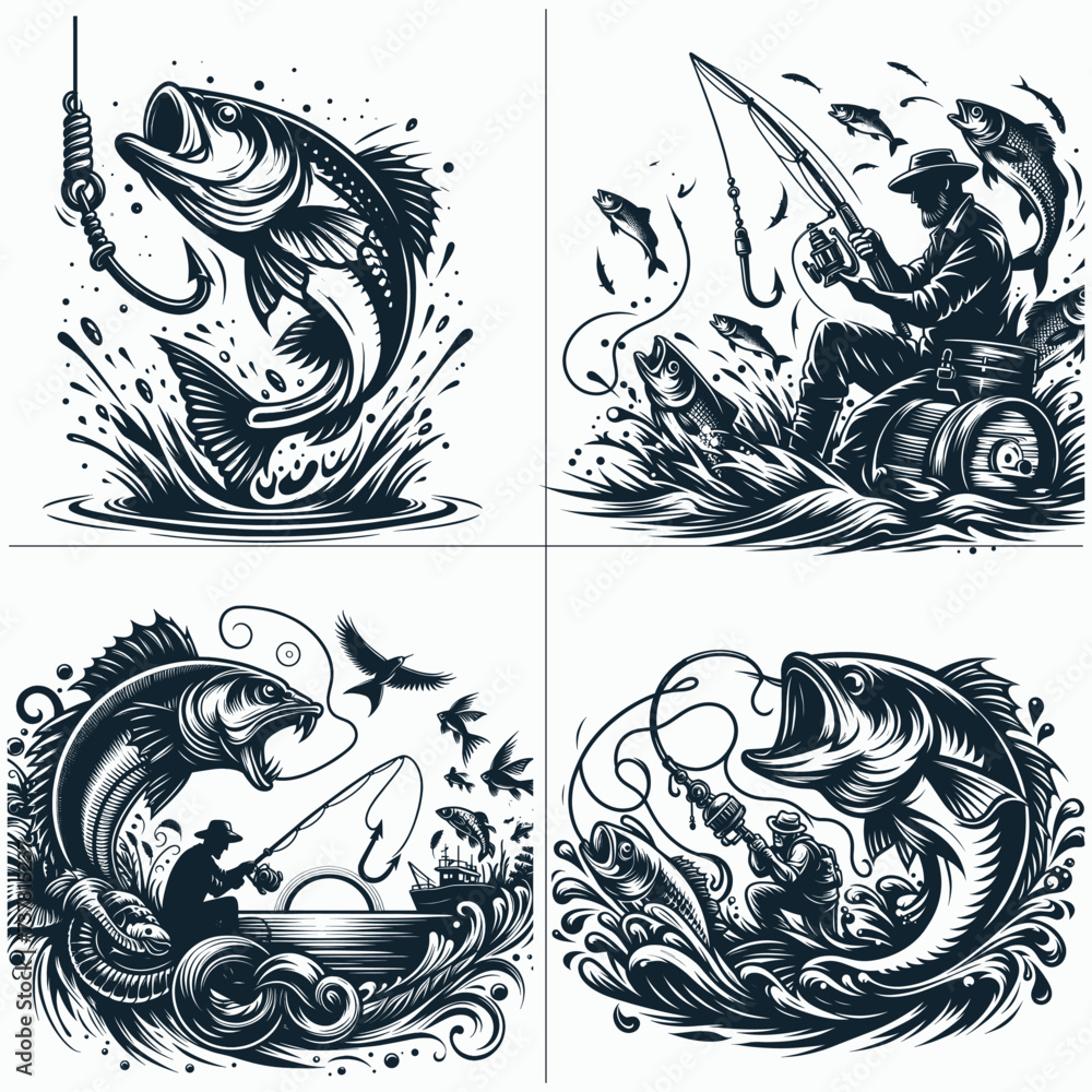 bass fishing , Fisherman catching fish , Father's Day, fishing hooker ,Funny Fishing vector File bass fishing , Fisherman catching fish , Father's Day, fishing hooker ,Funny Fishing vector File