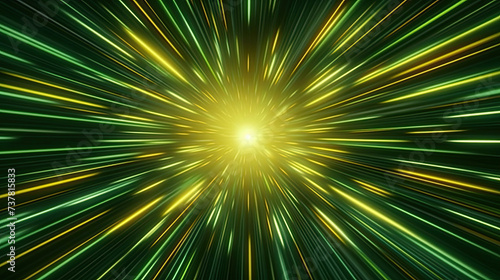 Green and Yellow Star Burst on Black Background