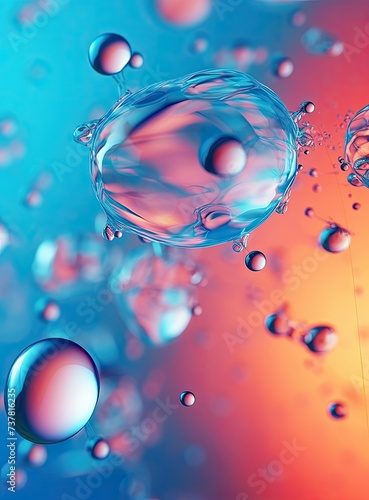 Close-Up of Water Bubbles on Blue and Red Background