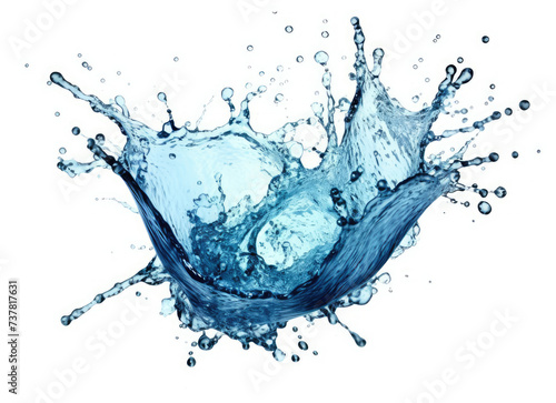 Blue Splash of Water on White Background