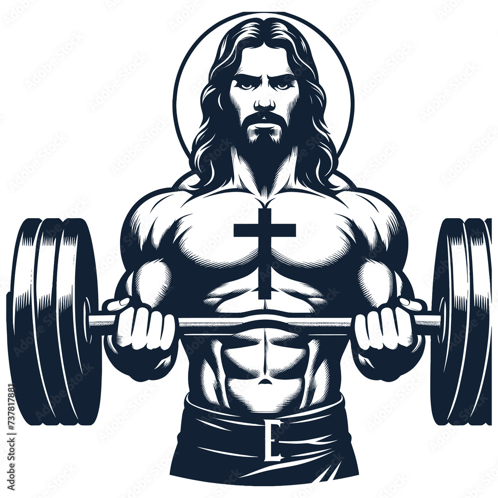 Gym Jesus vector - Funny Christian Weightlifting Fitness vector Gym Jesus vector - Funny Christian Weightlifting Fitness vector