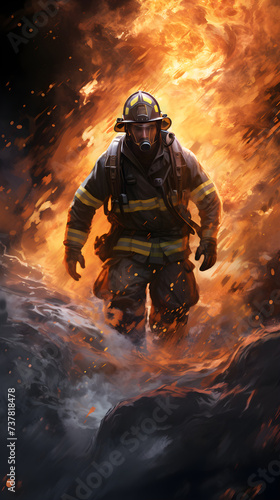 Firefighter Amidst the Inferno: A Testament to Bravery Against Fire Disasters