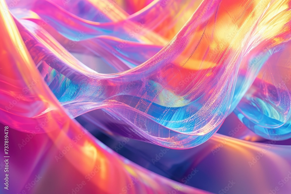 Close Up View of Colorful Abstract Background With Textured Patterns, Chromatic play of holographic colors forming abstract shapes depicting a future world, AI Generated Close Up View of Colorful Abstract Background With Textured Patterns, Chromatic play of holographic colors forming abstract shapes depicting a future world, AI Generated