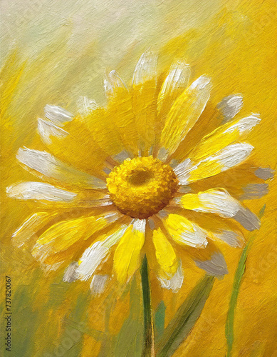 Daisy flower abstract art painting