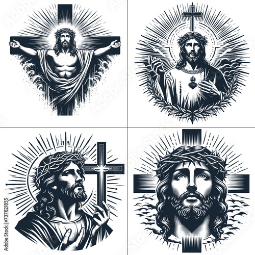 Jesus Christ Crown of Thorns vector , line art bundle File