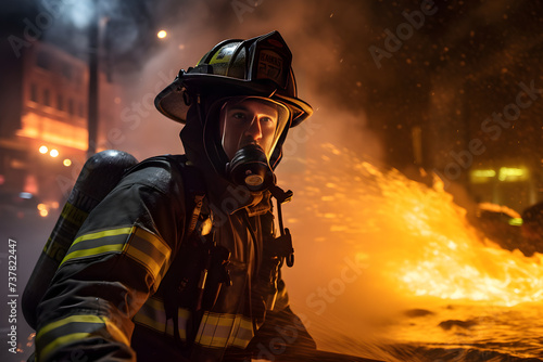 Firefighter Amidst the Inferno: A Testament to Bravery Against Fire Disasters